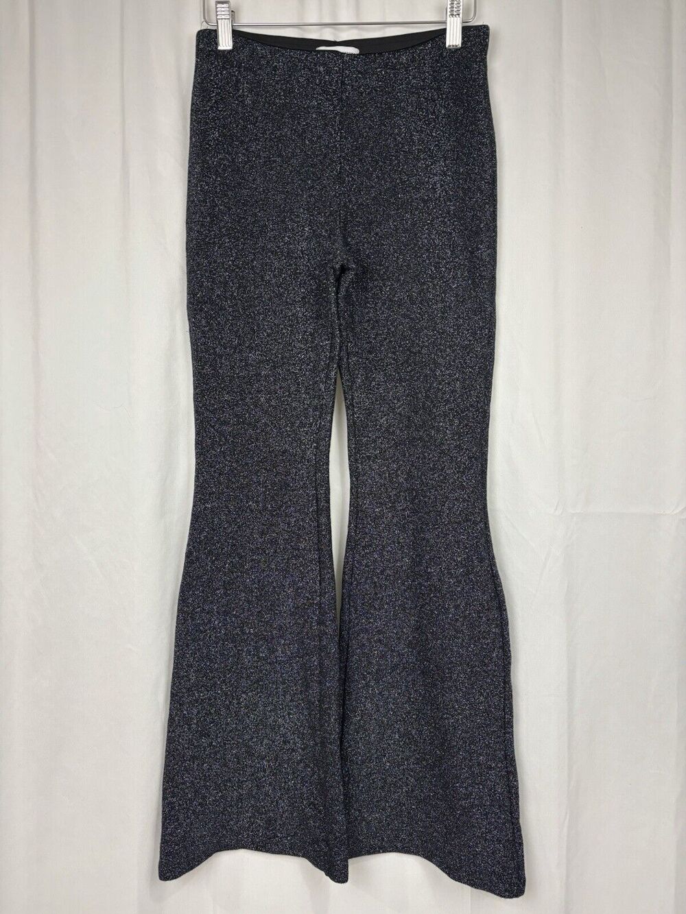 Urban Outfitters Gigi Sparkly Flare Leg Bootcut Pant Size Small Silver/ Black